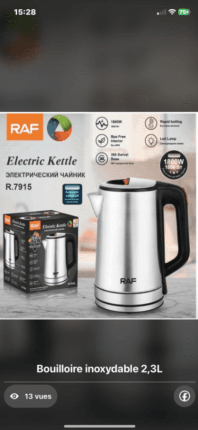 Bouilloire inoxydable 2,3L